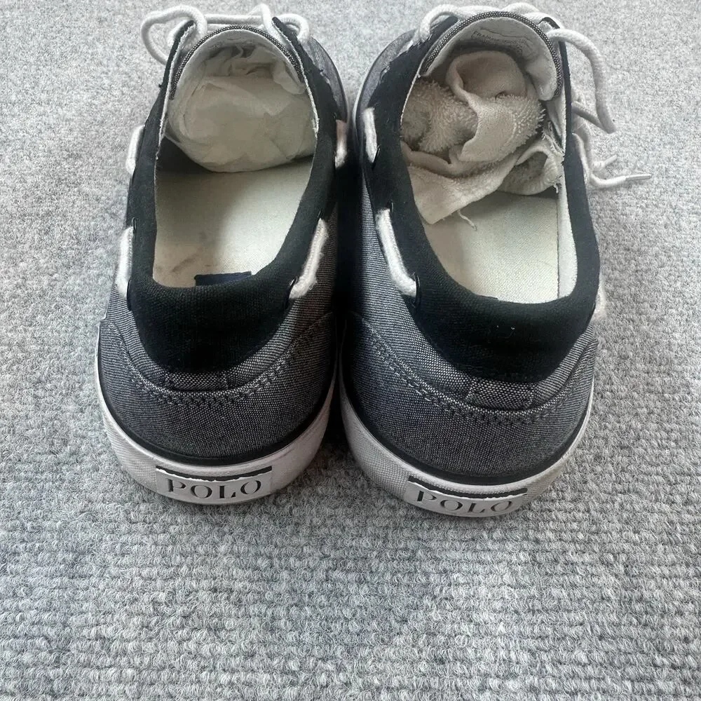 Polo Ralph Lauren Franz Boat Shoes Mens 10.5D Gray Canvas Lace Up Sneakers